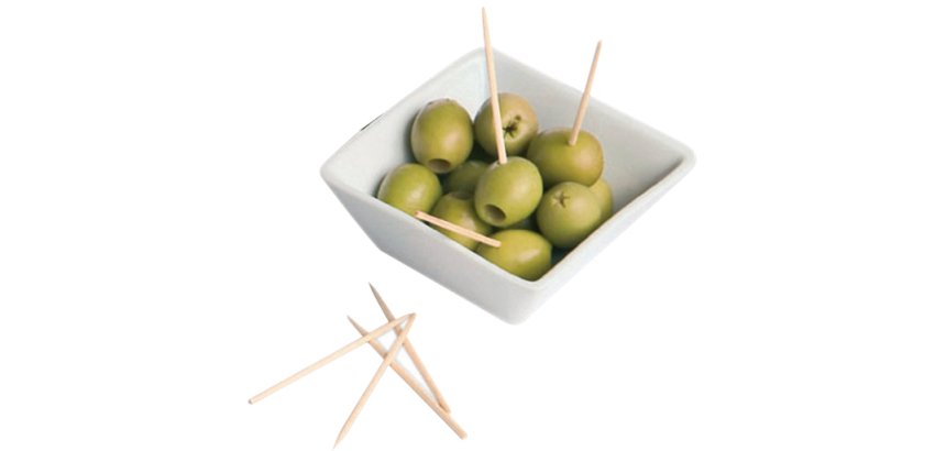 boîte de 1000 piques cocktail en bois rond 2 pointes 6,5 cm