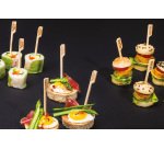 boîte de 200 brochettes en bambou avec palette imprimée 9 cm "végan"