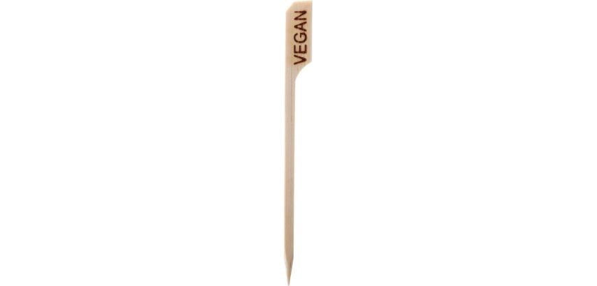boîte de 200 brochettes en bambou avec palette imprimée 9 cm "végan"
