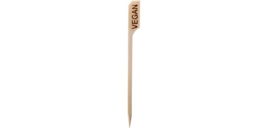 boîte de 200 brochettes en bambou avec palette imprimée 9 cm "végan"
