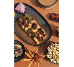 Caractère assiette ovale noire 35,5 x 21,8 cm
