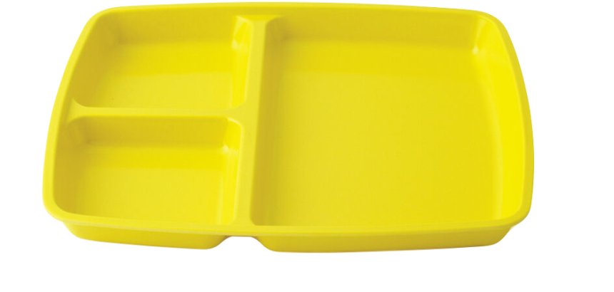 plateau 3 compartiments en mélamine 24,5 x 20,9 cm jaune