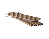 lot de 10 pailles en inox cuivre avec brosse de nettoyage