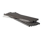 lot de 10 pailles en inox noire avec brosse de nettoyage