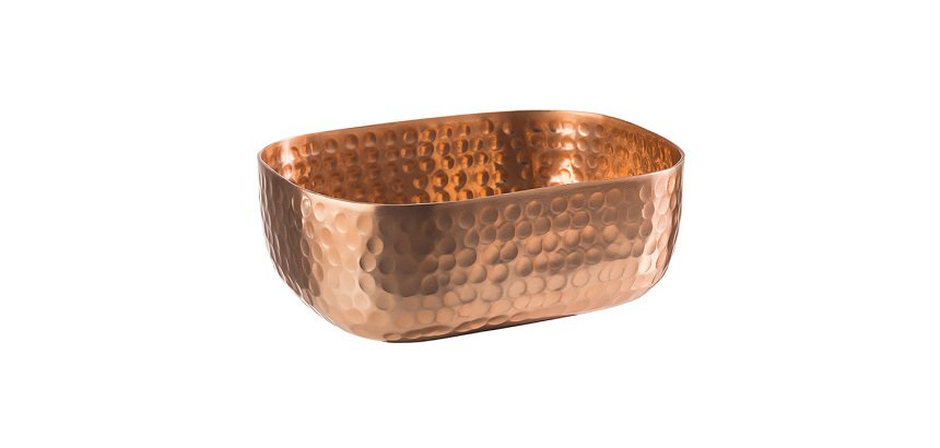 corbeille martelée cuivre 15,5x12x5,5 cm