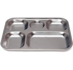 Plateau en acier inoxydable 30,5x23,5x2,5 cm à 5 compartiments