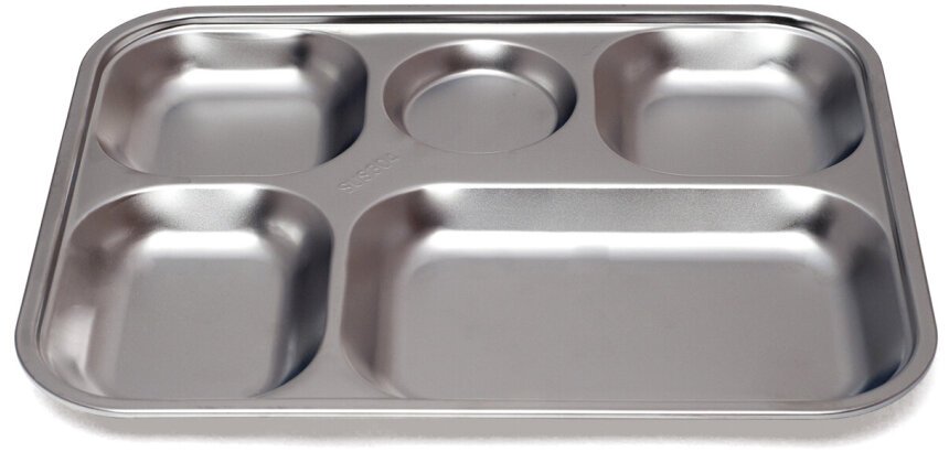 Plateau en acier inoxydable 30,5x23,5x2,5 cm à 5 compartiments