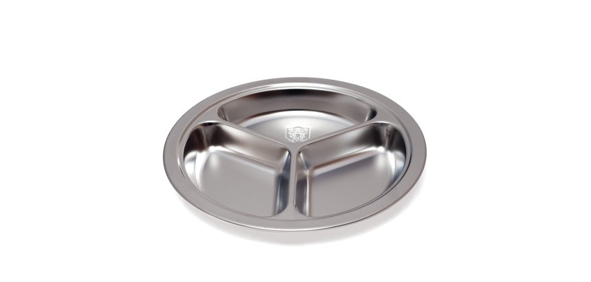 assiette en inox ø 20 cm 3 compartiments