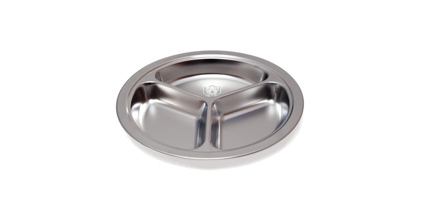 assiette en inox ø 24 cm 3 compartiments