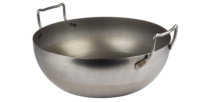bassine à friture en tôle d'acier noire sans panier 32 cm