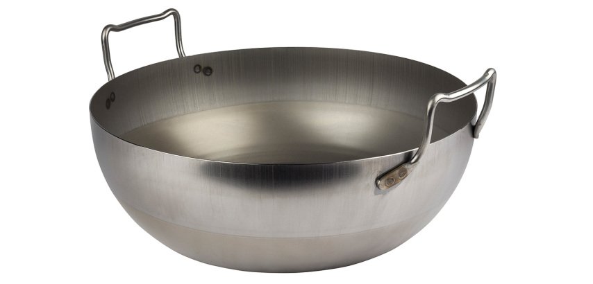 bassine à friture en tôle d'acier noire sans panier 40 cm