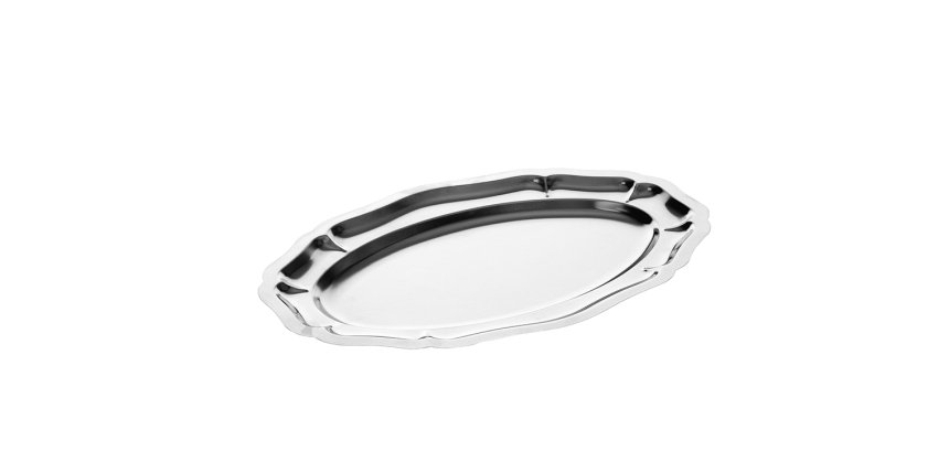 plat inox ovale pompadour 39 x 24,5 cm