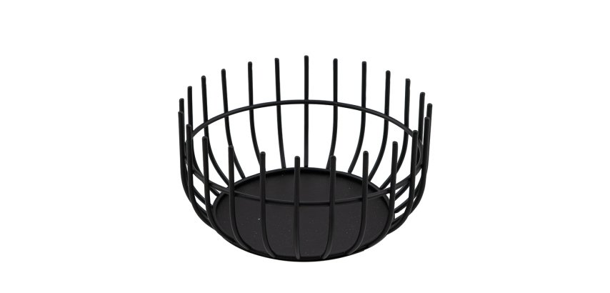 corbeille en métal laqué ronde noire ø 20 cm h 10 cm