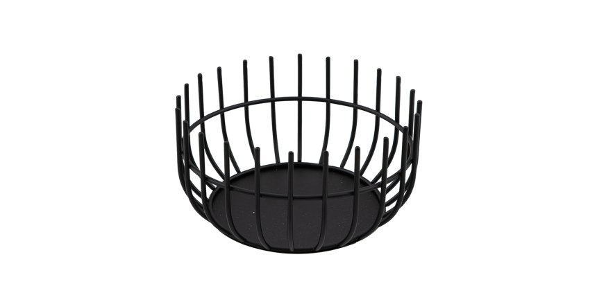 corbeille en métal laqué ronde noire ø 20 cm h 10 cm