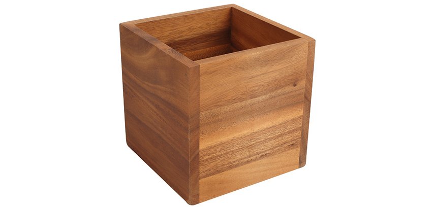 support cube pour buffet en acacia 14 x14 cm