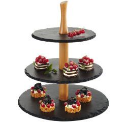 Serviteur en ardoise naturelle, 3 étages, anthracite