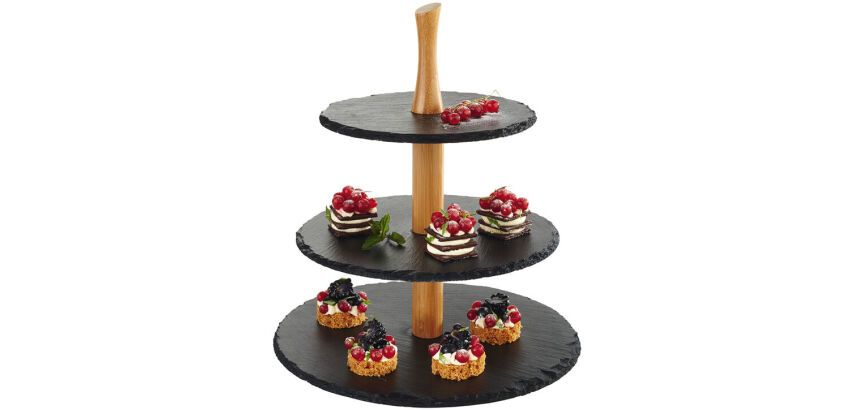 Serviteur en ardoise naturelle, 3 étages, anthracite
