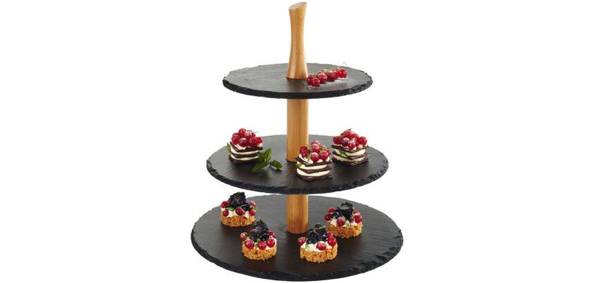 Serviteur en ardoise naturelle, 3 étages, anthracite