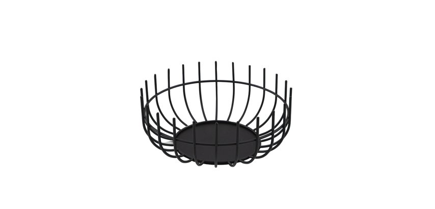 corbeille en métal laqué rond noire ø 25 cm h 10 cm
