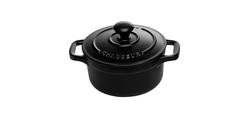 Le Chasseur cocotte ronde avec couvercle noire 10 cm