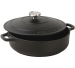 Le Chasseur cocotte basse avec couvercle noire 24 cm