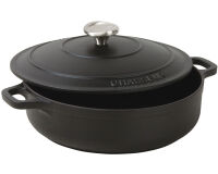 Le Chasseur cocotte basse avec couvercle noire 24 cm