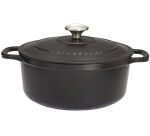 Le Chasseur cocotte ronde avec couvercle noire 28 cm
