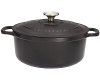 Le Chasseur cocotte ronde avec couvercle noire 28 cm