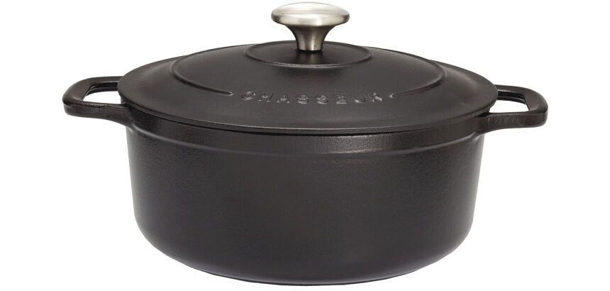 Le Chasseur cocotte ronde avec couvercle noire 28 cm