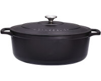 Le Chasseur cocotte ovale avec couvercle noire 31 x 26 cm