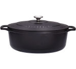 Le Chasseur cocotte ovale avec couvercle noire 35 x 28 cm