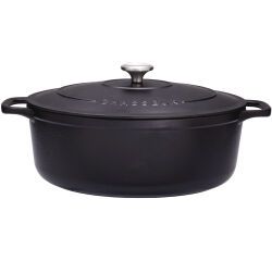 Le Chasseur cocotte ovale avec couvercle noire 35 x 28 cm