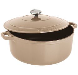 Le Chasseur cocotte ronde avec couvercle ""marron glacé"" 24 cm