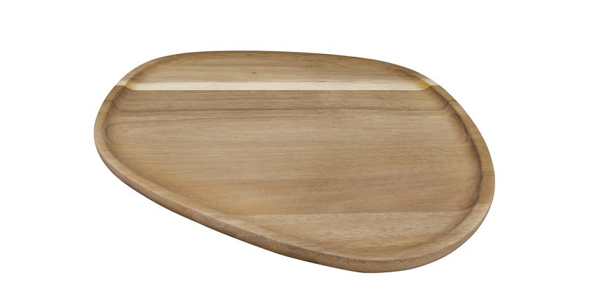 plateau acacia forme galet 30x29,5 cm