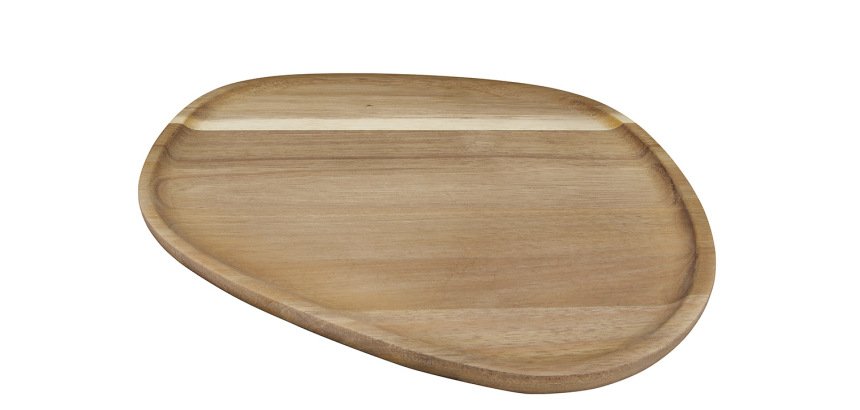 plateau acacia forme galet 30x29,5 cm
