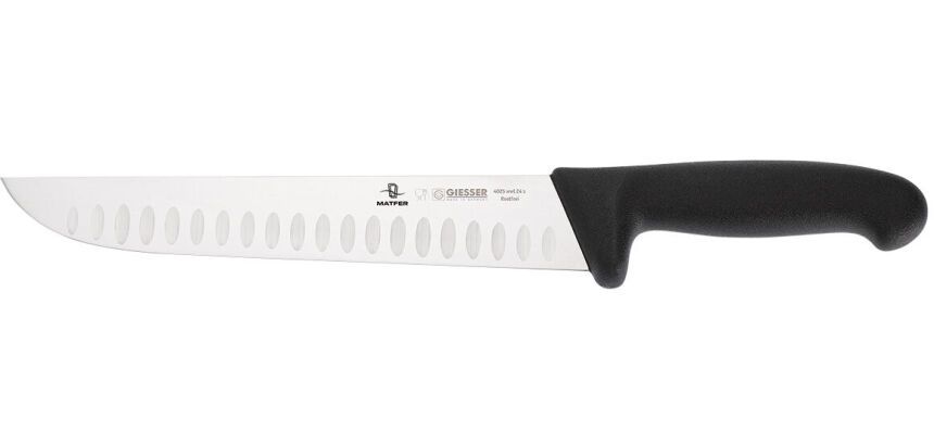 Giesser couteau de boucher alvéolé manche noir 23 cm