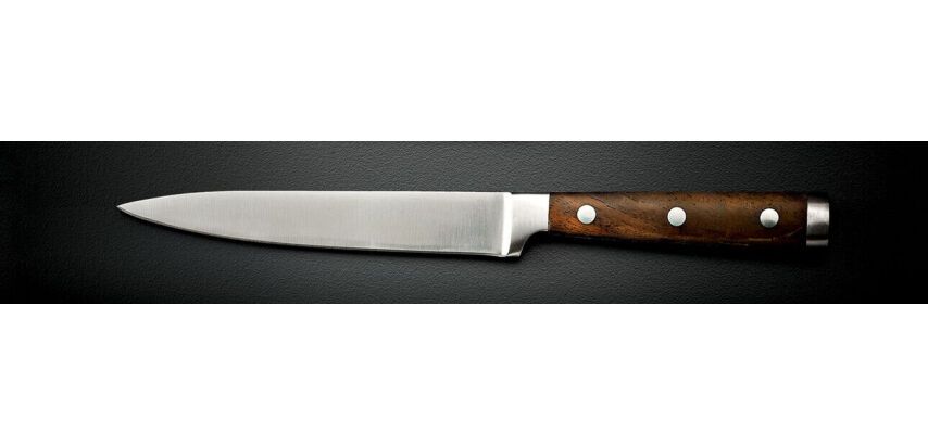 Azawak couteau a steak lame lisse manche bois foncé