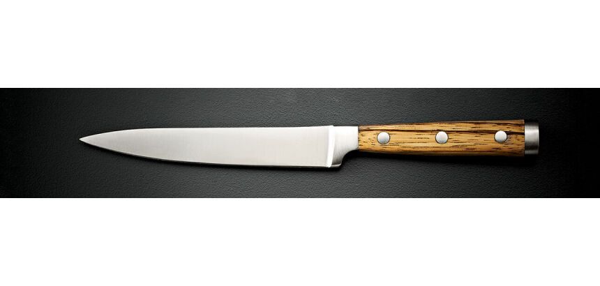 Azawak couteau a steak lame lisse manche bois clair