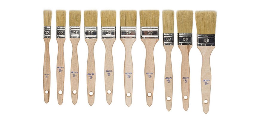 pinceau soies naturelles plat manche bois 4 cm