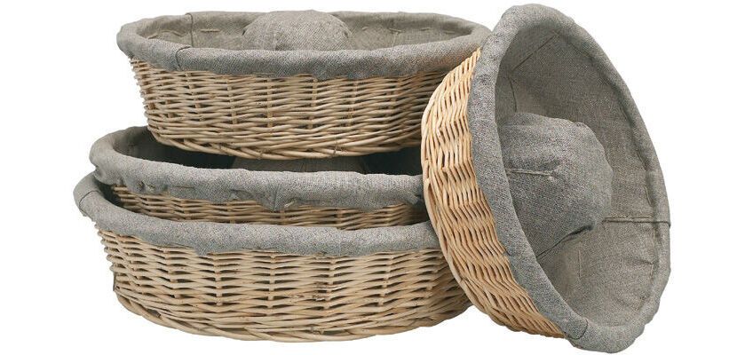 banneton à fermentation en osier couronne entoilé 26 cm 0.5 Kg