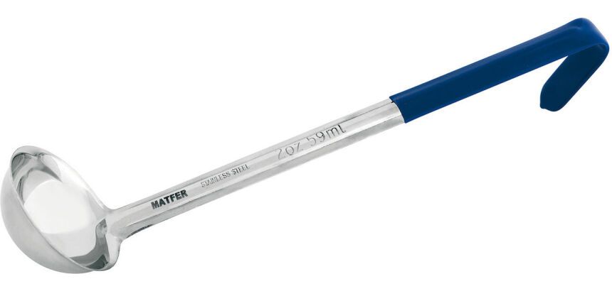 louche inox portion poignée PVC 6 cl bleu