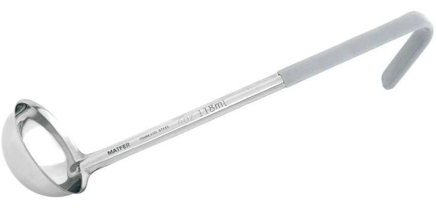 louche inox portion poignée PVC 12 cl gris