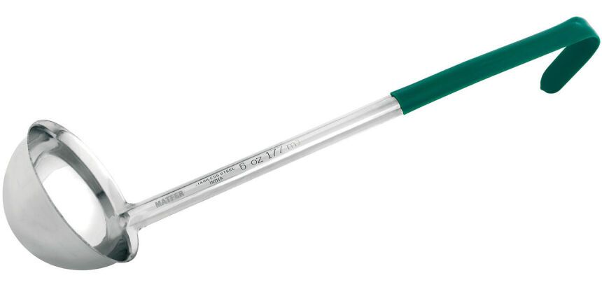louche inox portion poignée PVC 17,5 cl vert