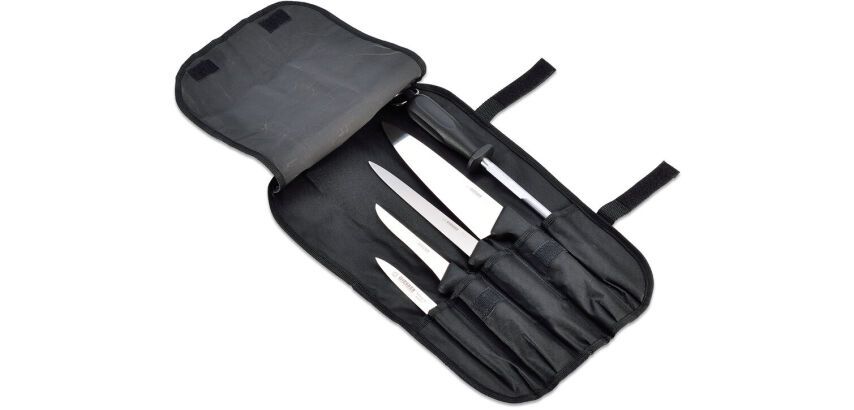 trousse à couteaux 5 pièces en nylon noir