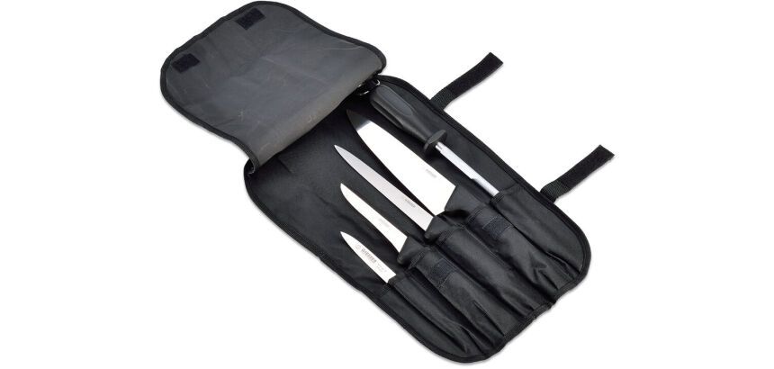 trousse à couteaux 5 pièces en nylon noir