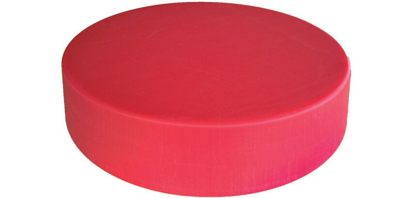 billot rond en PEHD 500 diamètre 45 cm hauteur 14 cm rouge