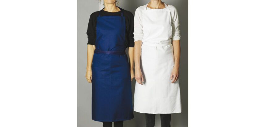 tablier valet avec bavette 102x95 cm blanc avec poche