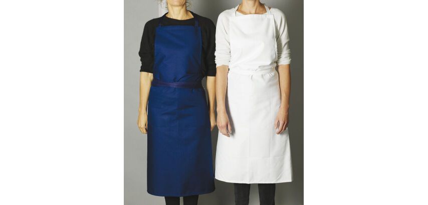 tablier valet avec bavette 102x95 cm bleu avec poche