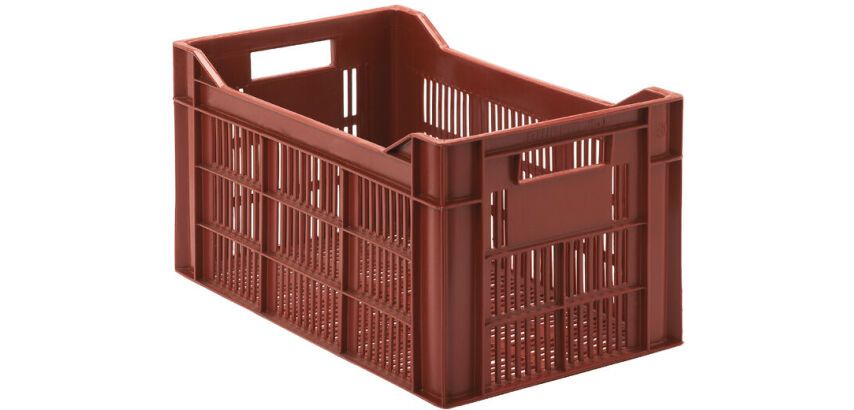 bac gerbable PEHD couleur brique 500x300 hauteur 26.5 cm - 30 L