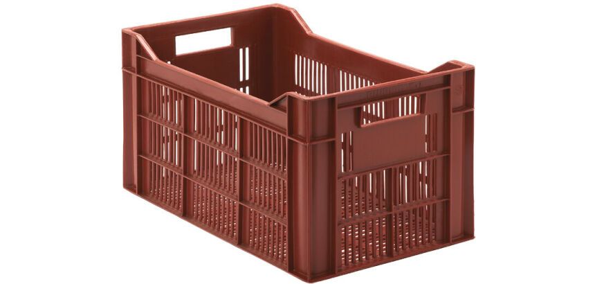 bac gerbable PEHD couleur brique 500x300 hauteur 26.5 cm - 30 L